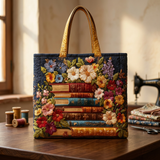 Bolso tote de estampado floral y libros