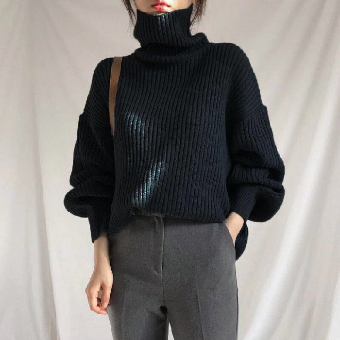 Neus | Pullover de lujo con cuello alto y mangas abullonadas