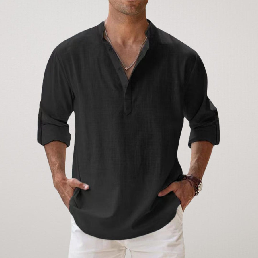 Sonia | Camisa Henley de algodón efecto lino