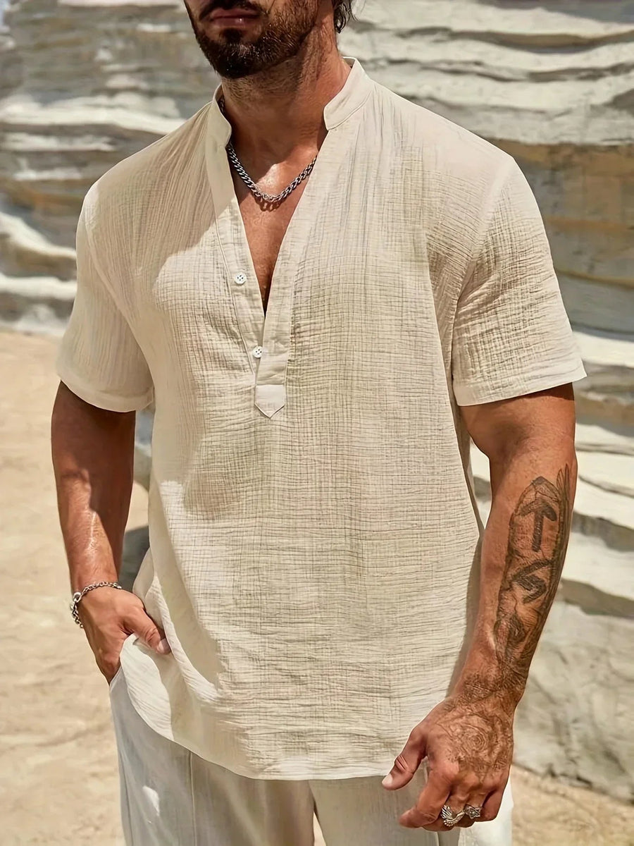 Ramón | Camisa de verano elegante con cuello alto