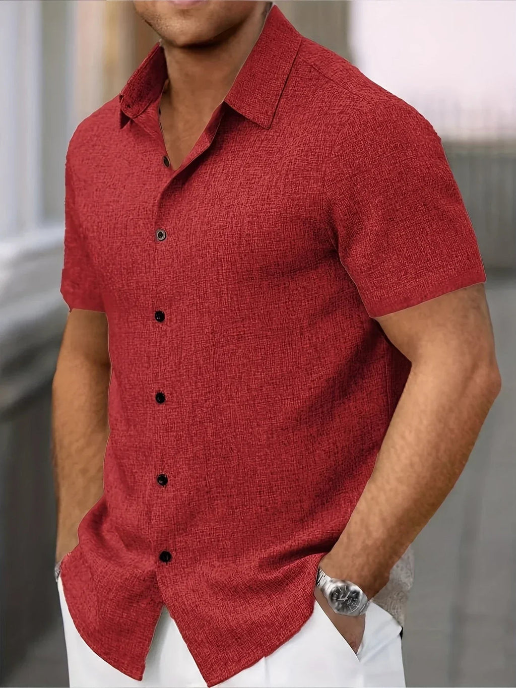 Vicente | Camisa ligera de manga corta en mezcla de lino