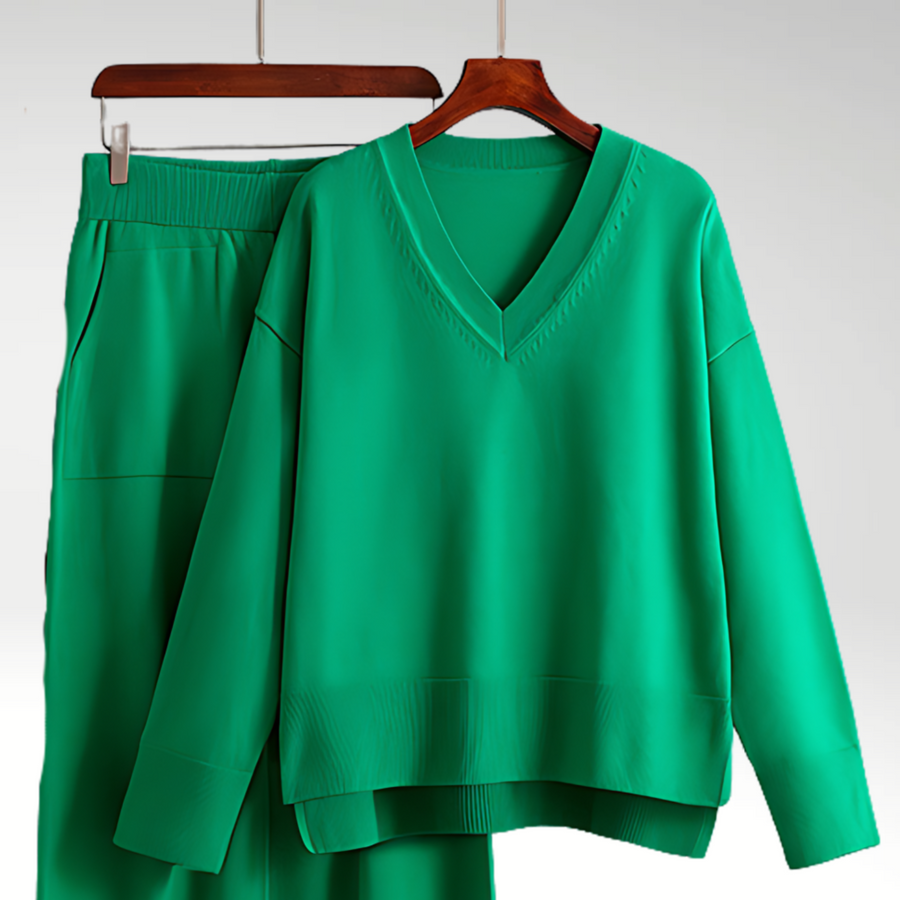 Hortensia | Conjunto de lujo dos piezas con escote en V