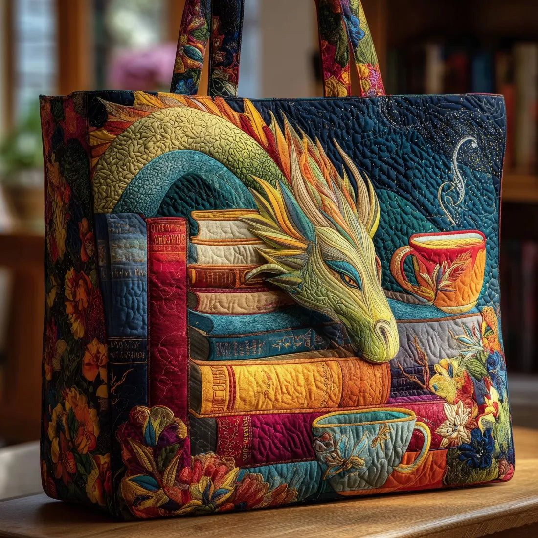 Bolso artesanal - Dragón Lector