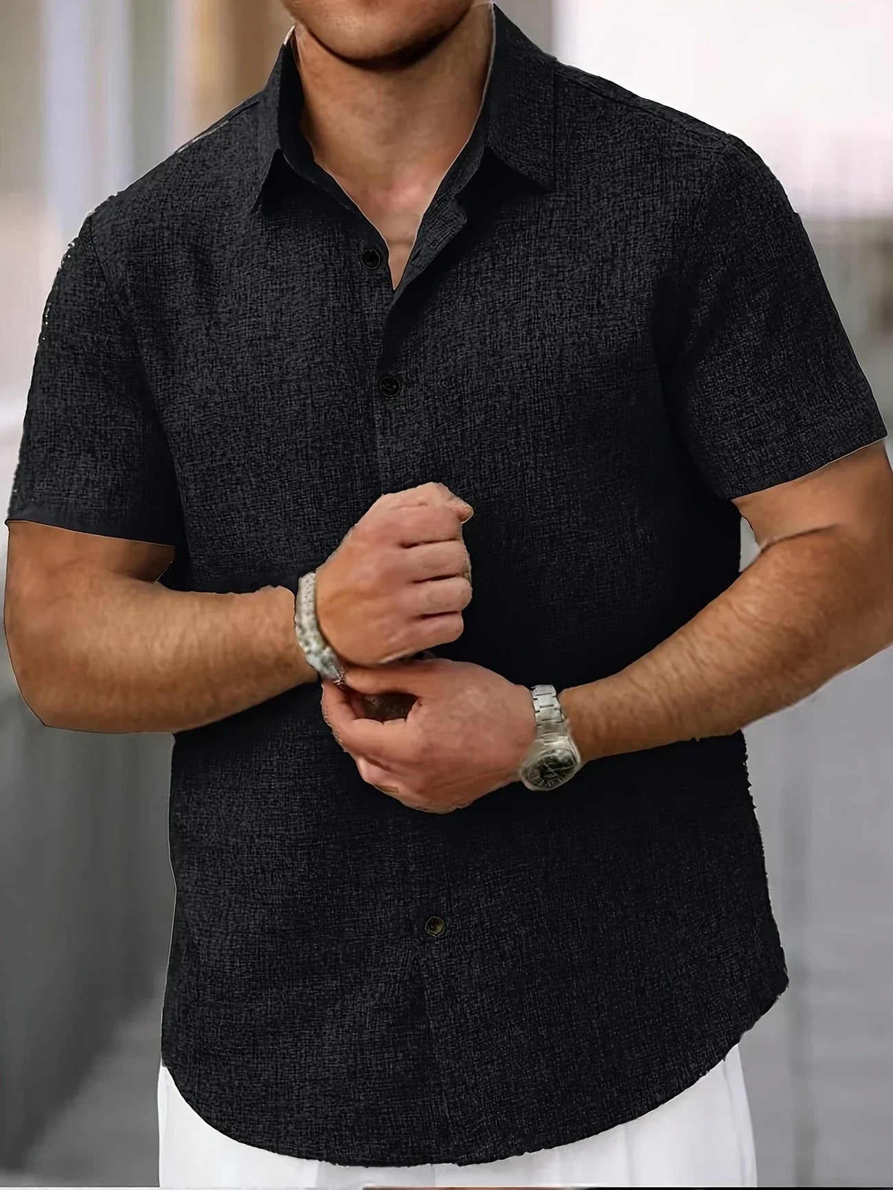 Vicente | Camisa ligera de manga corta en mezcla de lino