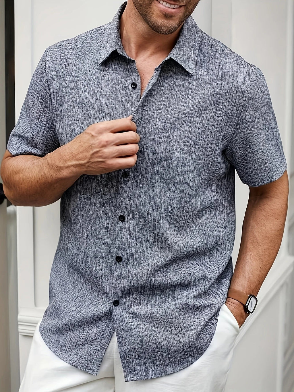 Vicente | Camisa ligera de manga corta en mezcla de lino