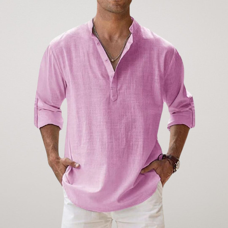 Sonia | Camisa Henley de algodón efecto lino