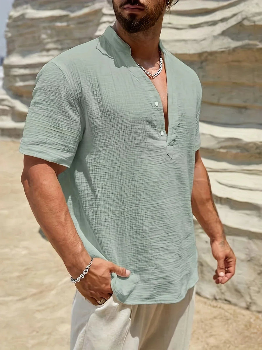 Ramón | Camisa de verano elegante con cuello alto