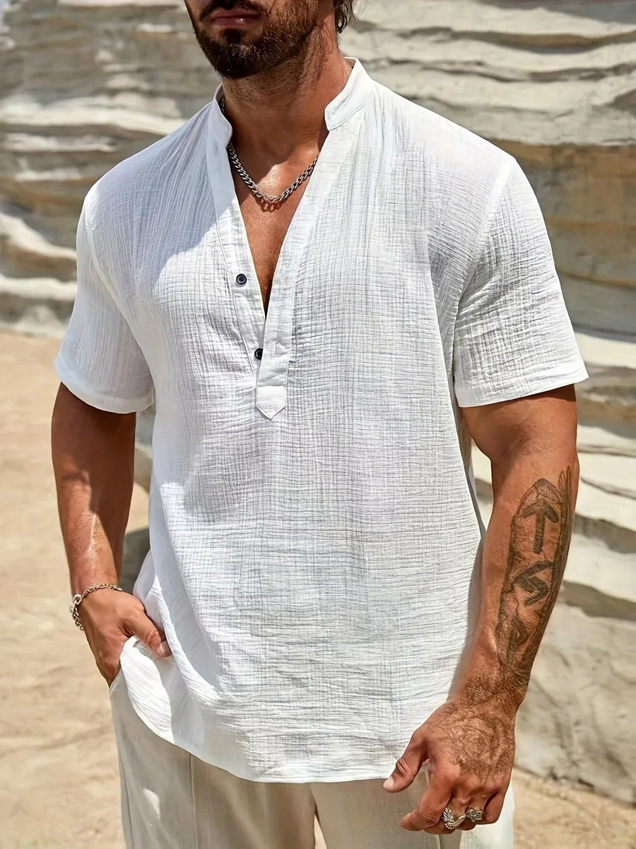 Ramón | Camisa de verano elegante con cuello alto