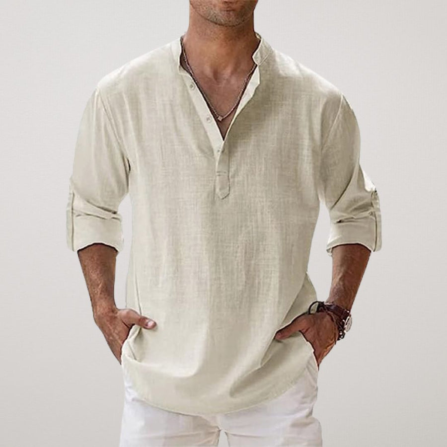 Sonia | Camisa Henley de algodón efecto lino