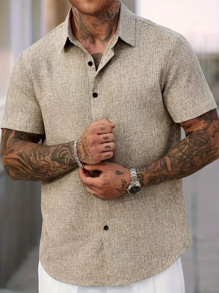Vicente | Camisa ligera de manga corta en mezcla de lino