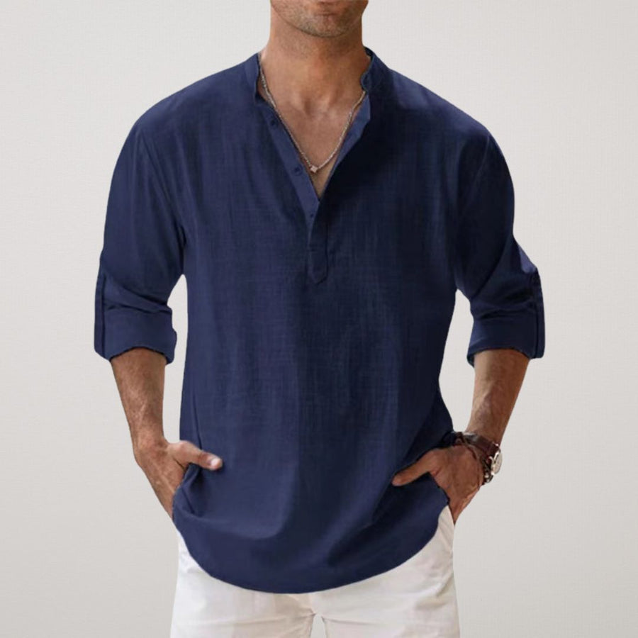 Sonia | Camisa Henley de algodón efecto lino
