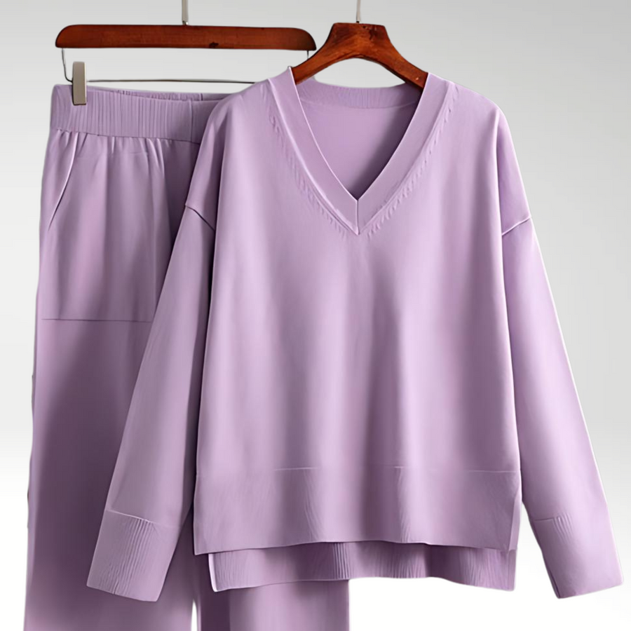 Hortensia | Conjunto de lujo dos piezas con escote en V