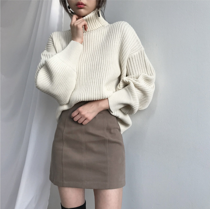 Neus | Pullover de lujo con cuello alto y mangas abullonadas