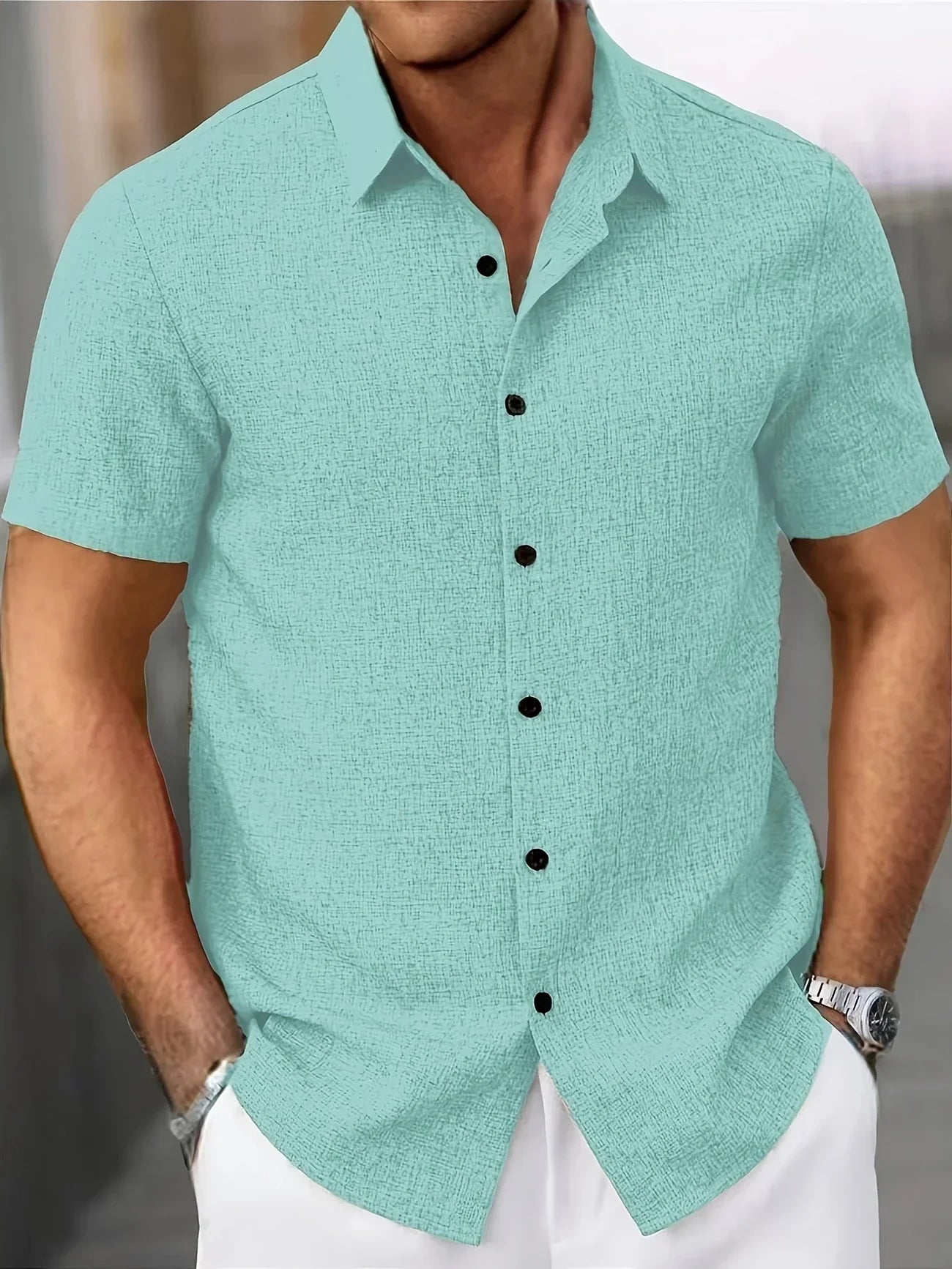 Vicente | Camisa ligera de manga corta en mezcla de lino