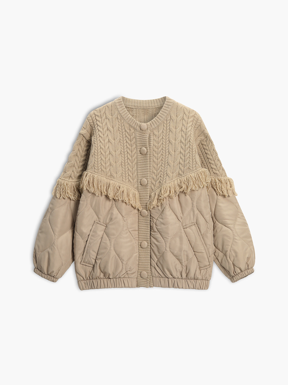 Uxia | Chaqueta acolchada de punto trenzado patchwork