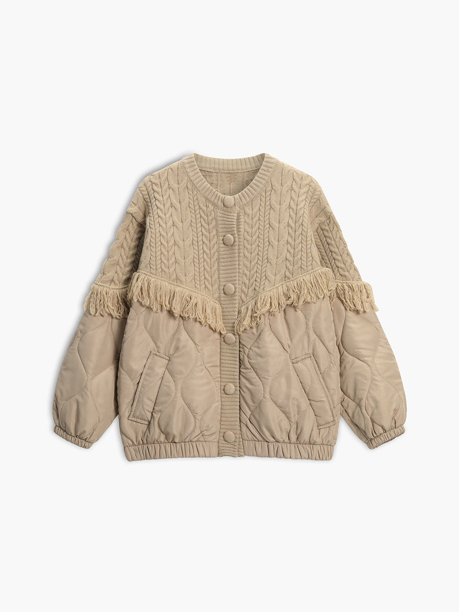 Uxia | Chaqueta acolchada de punto trenzado patchwork
