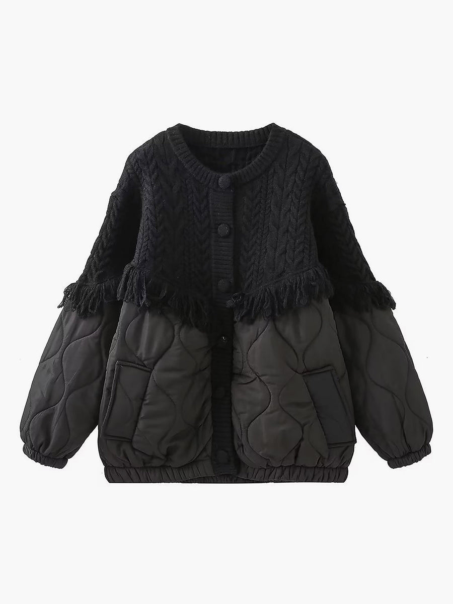 Uxia | Chaqueta acolchada de punto trenzado patchwork