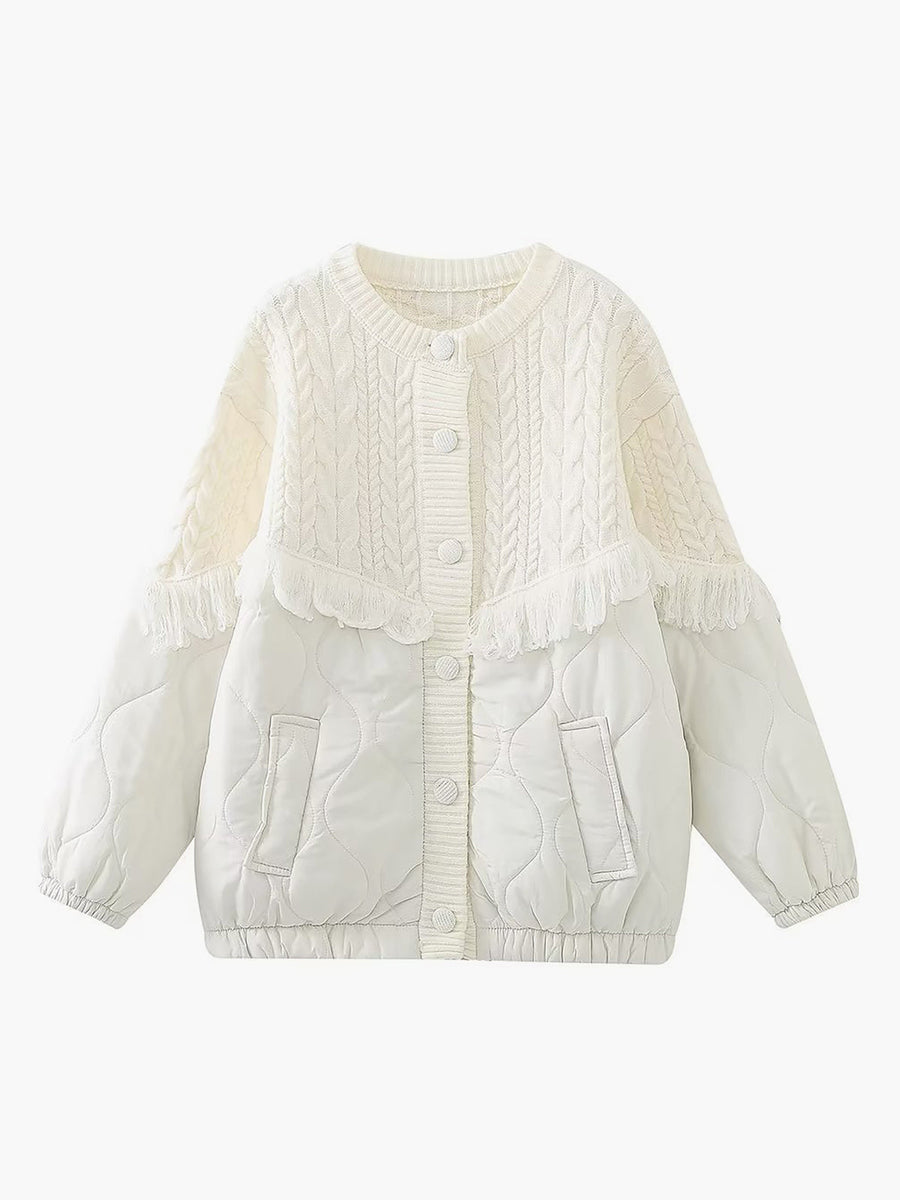 Uxia | Chaqueta acolchada de punto trenzado patchwork