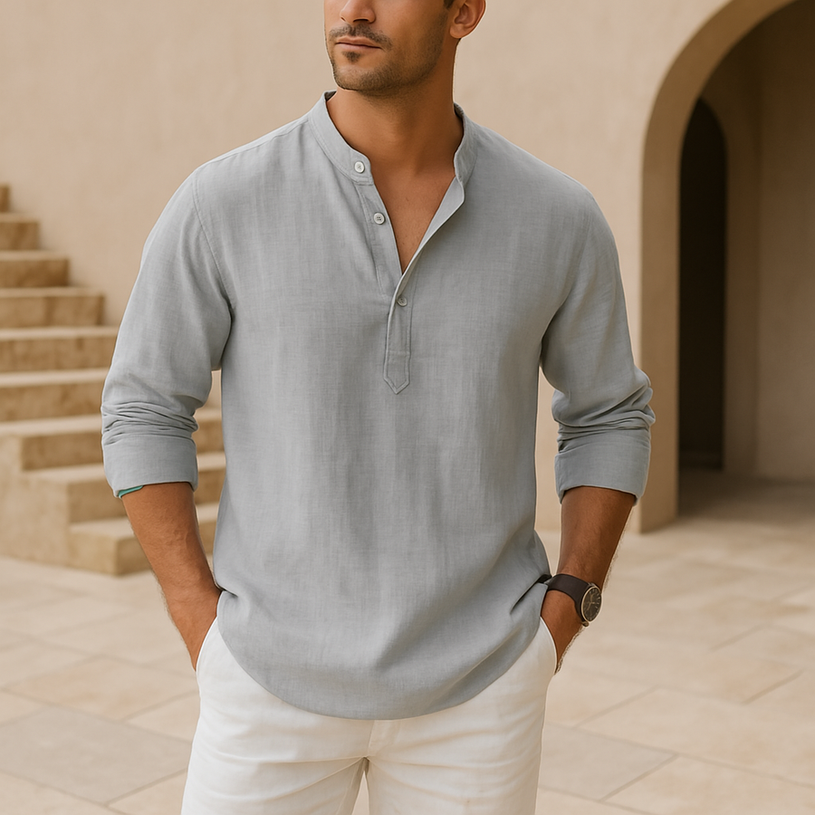 Sonia | Camisa Henley de algodón efecto lino