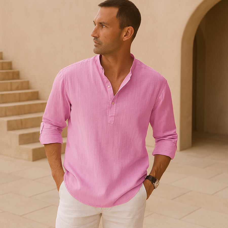 Sonia | Camisa Henley de algodón efecto lino