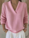 Jersey Holgado con Cuello de Pico Violeta