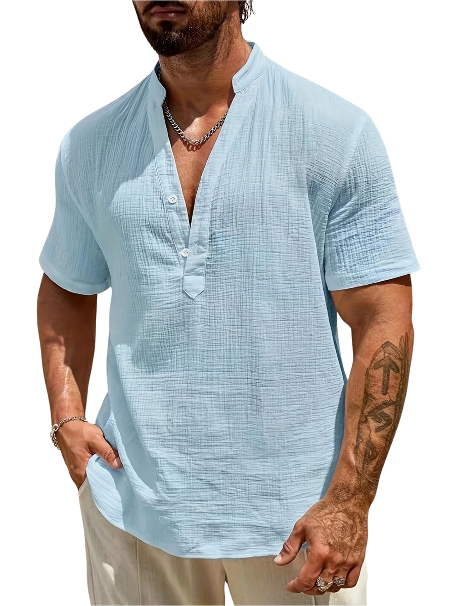 Ramón | Camisa de verano elegante con cuello alto