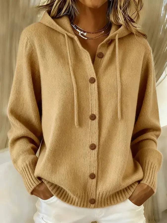 Begoña | Chaqueta de Punto con Capucha y Botones