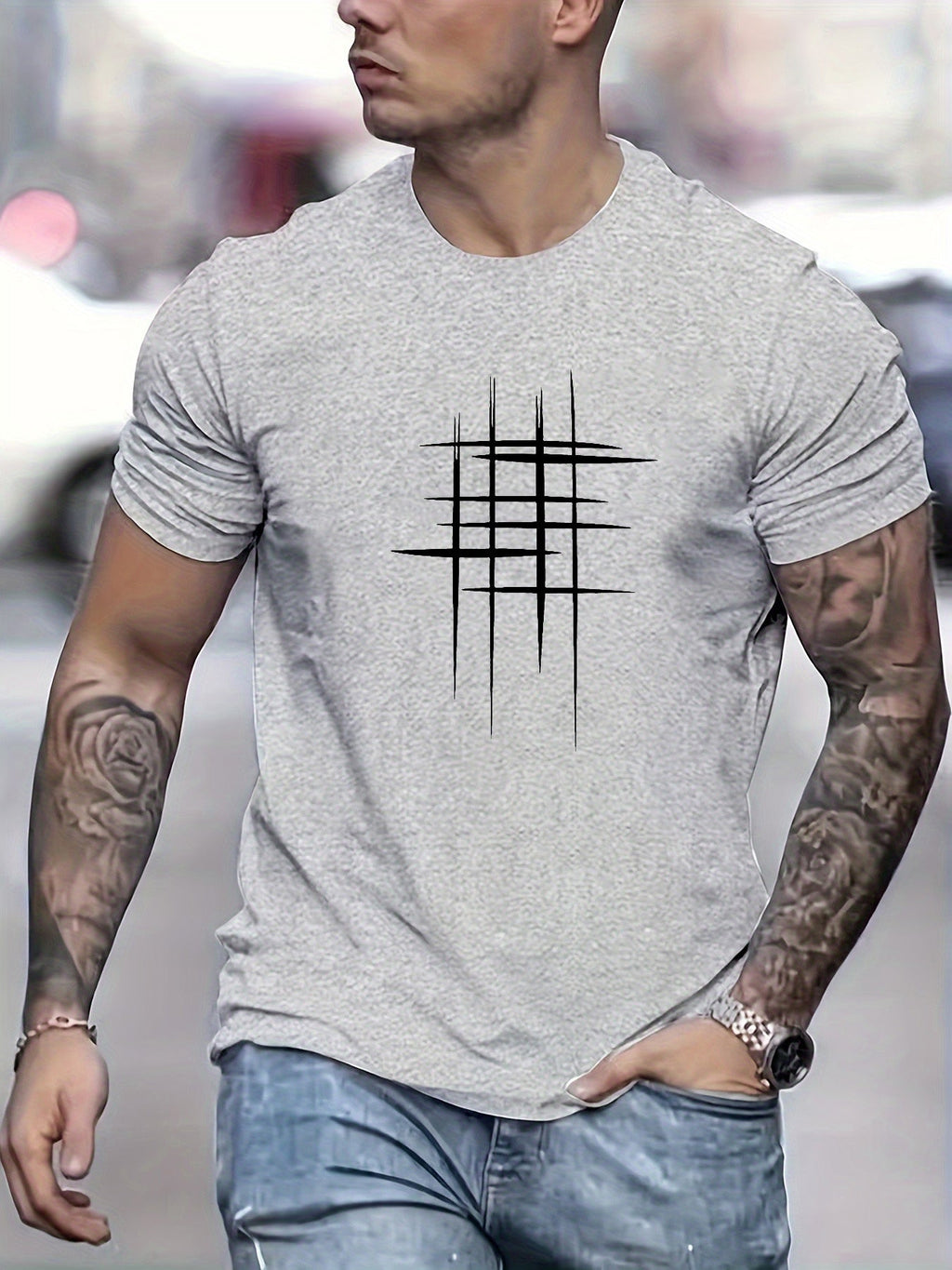 Fabián | Camiseta elegante de cuello redondo con estampado