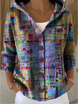 Chaqueta de Punto Estampada con Capucha