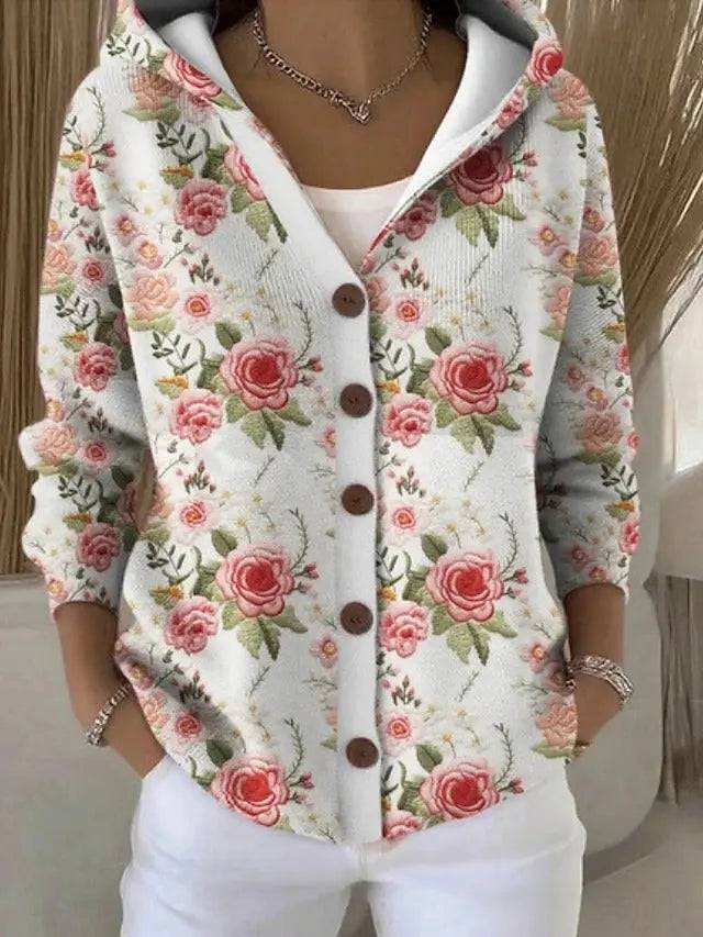 Paloma | Chaqueta de Punto Estampada con Capucha