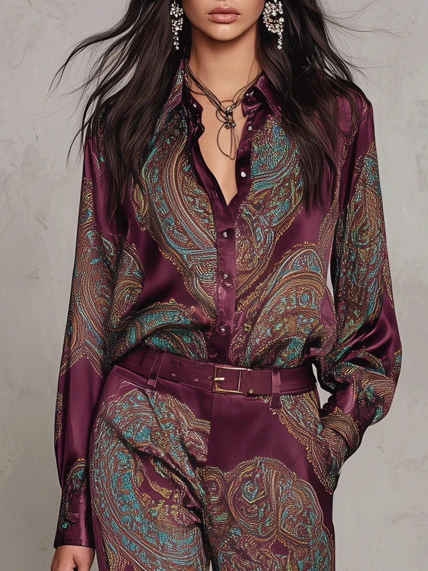 Conjunto de camisa y pantalón de raso de Noura Madrid