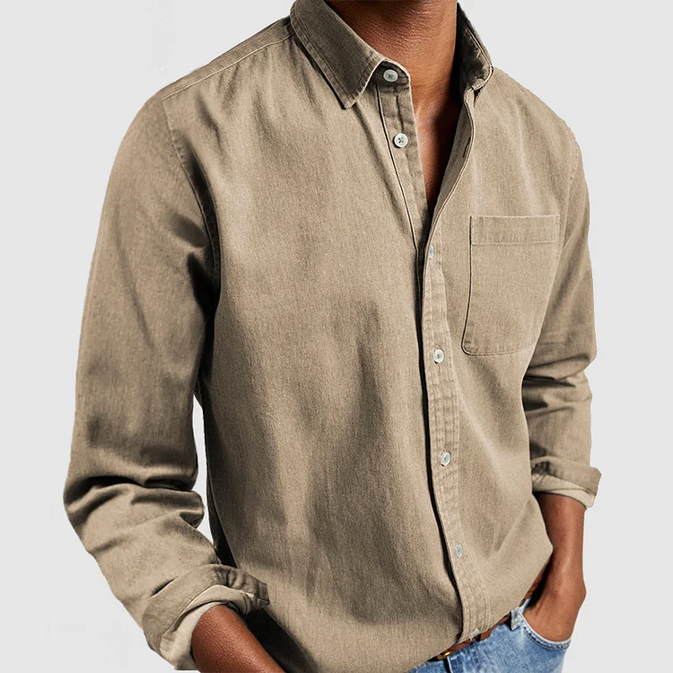 Emilio | Camisa Henley en algodón efecto lino