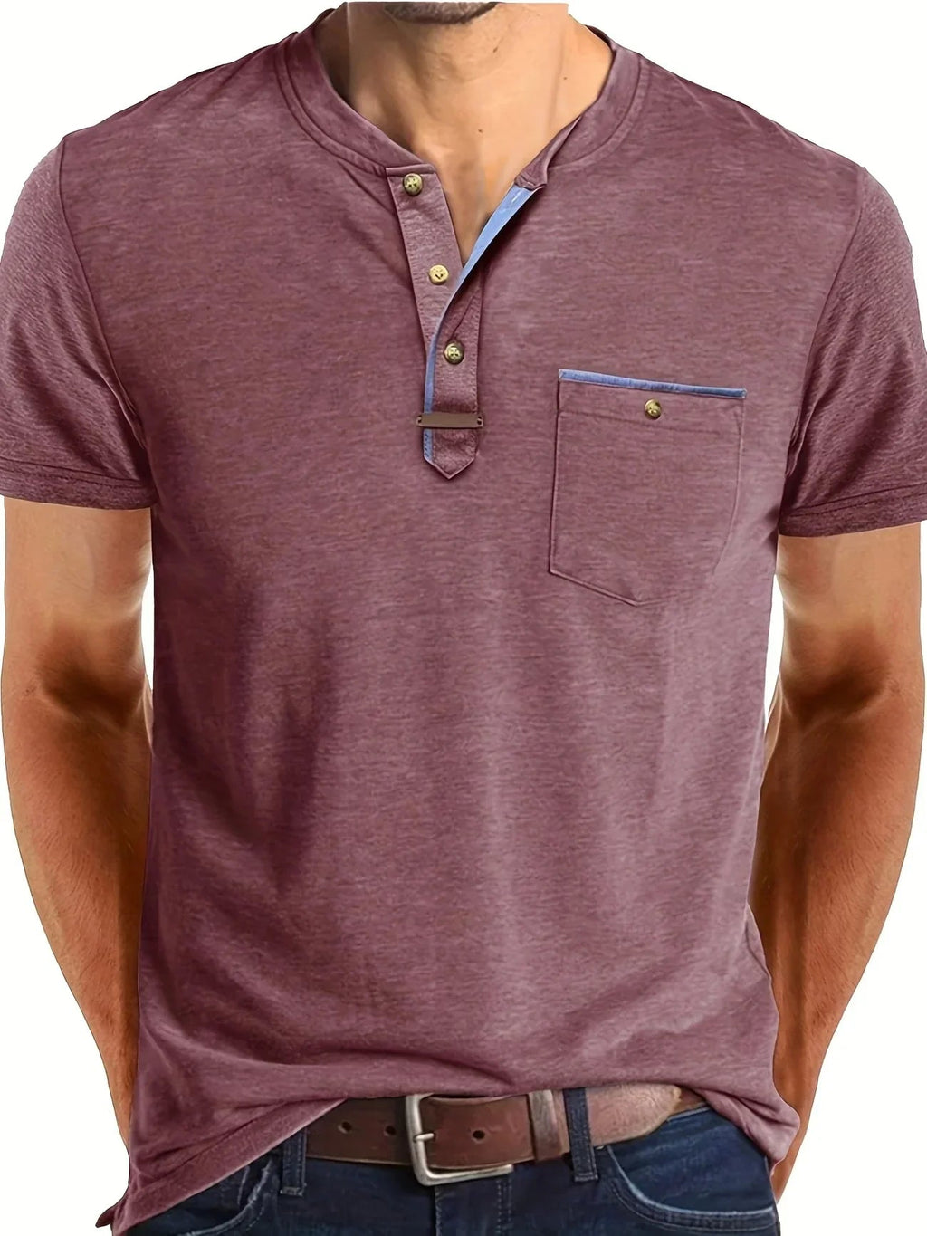 Jacinto | Camiseta elegante de cuello redondo con bolsillo