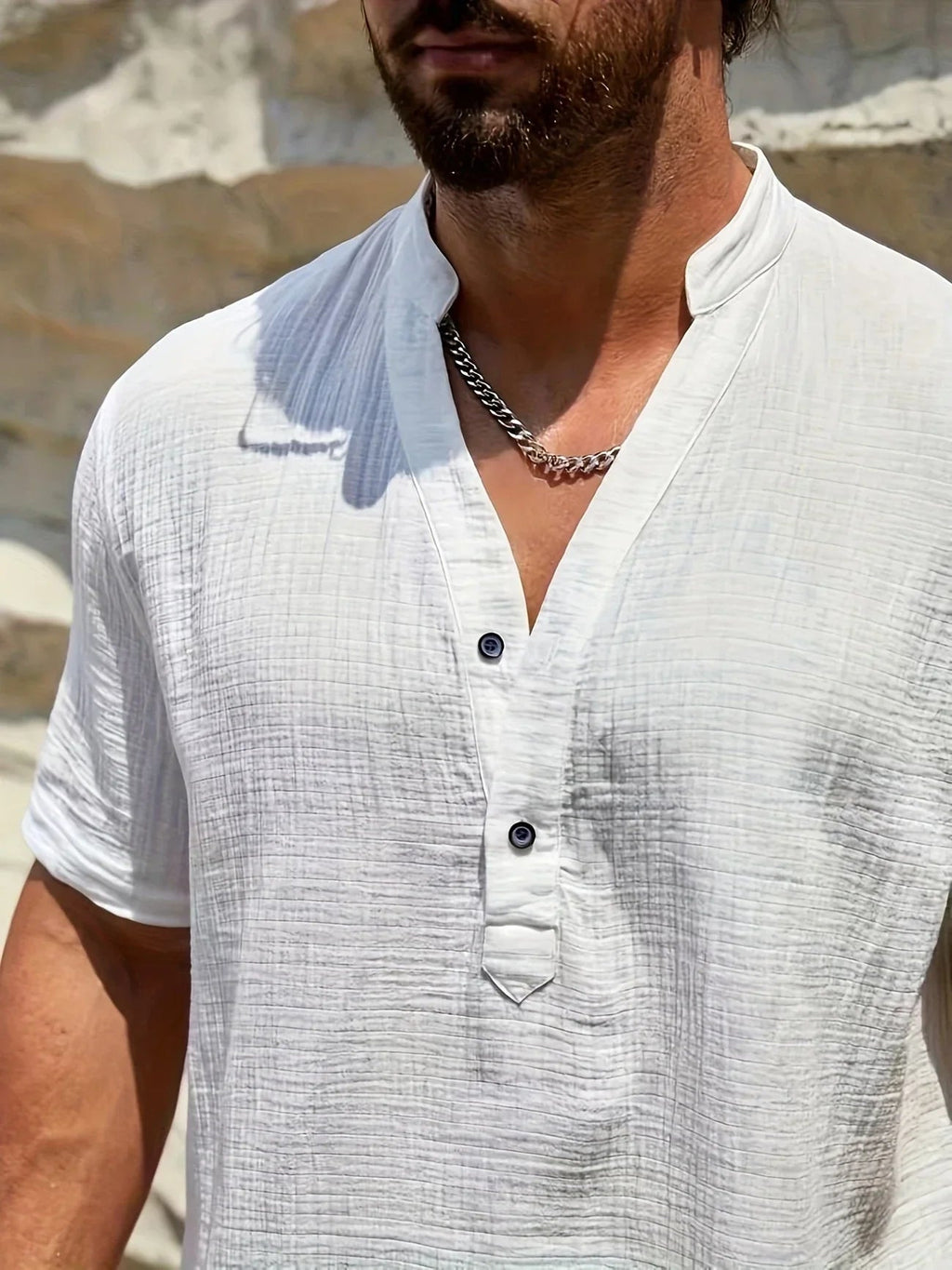 Ramón | Camisa de verano elegante con cuello alto