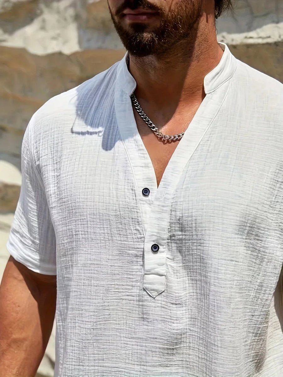 Ramón | Camisa de verano elegante con cuello alto