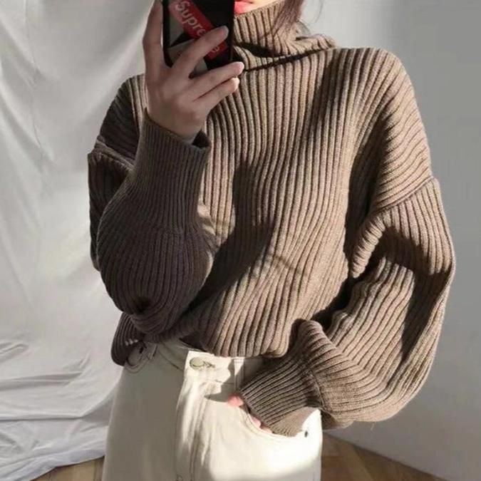 Neus | Pullover de lujo con cuello alto y mangas abullonadas