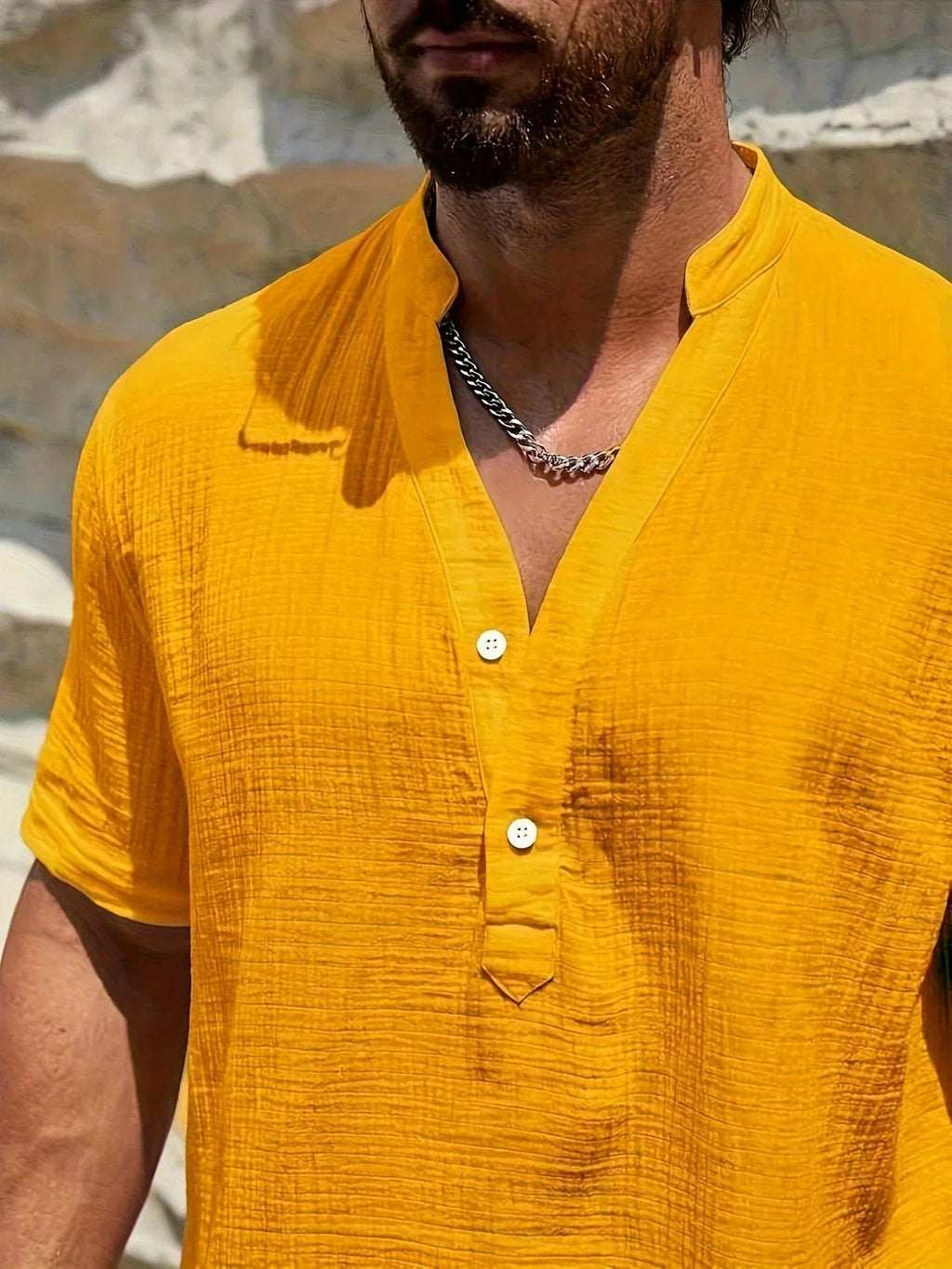 Ramón | Camisa de verano elegante con cuello alto