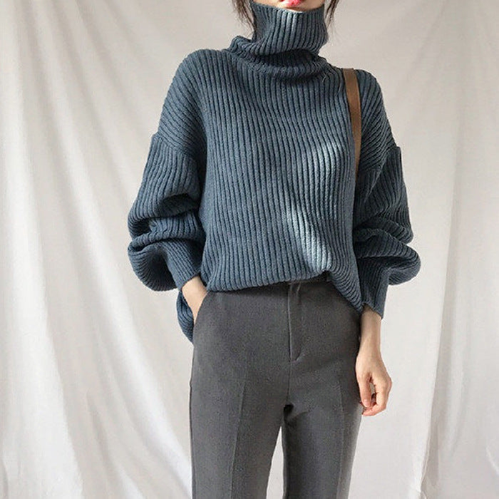 Neus | Pullover de lujo con cuello alto y mangas abullonadas