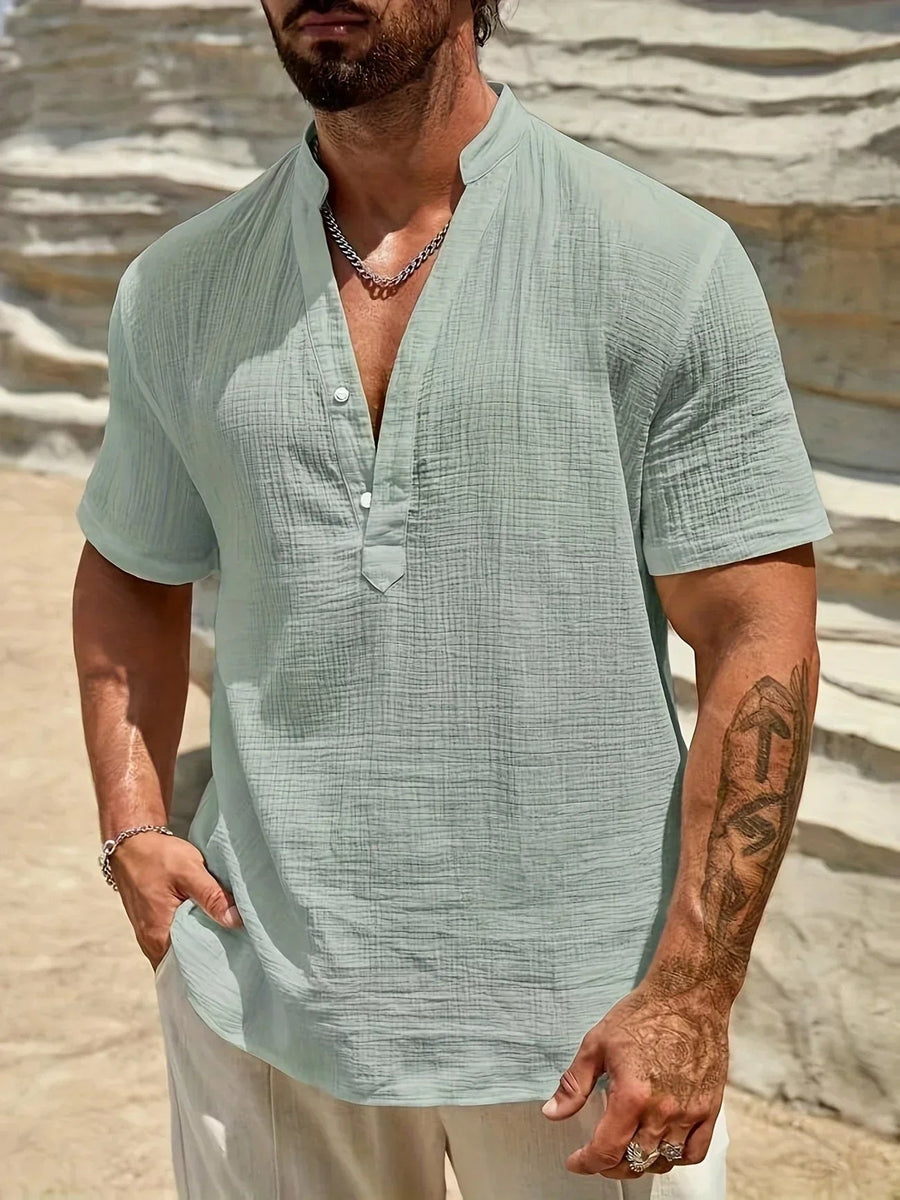 Ramón | Camisa de verano elegante con cuello alto