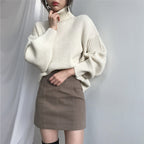 Neus | Pullover de lujo con cuello alto y mangas abullonadas