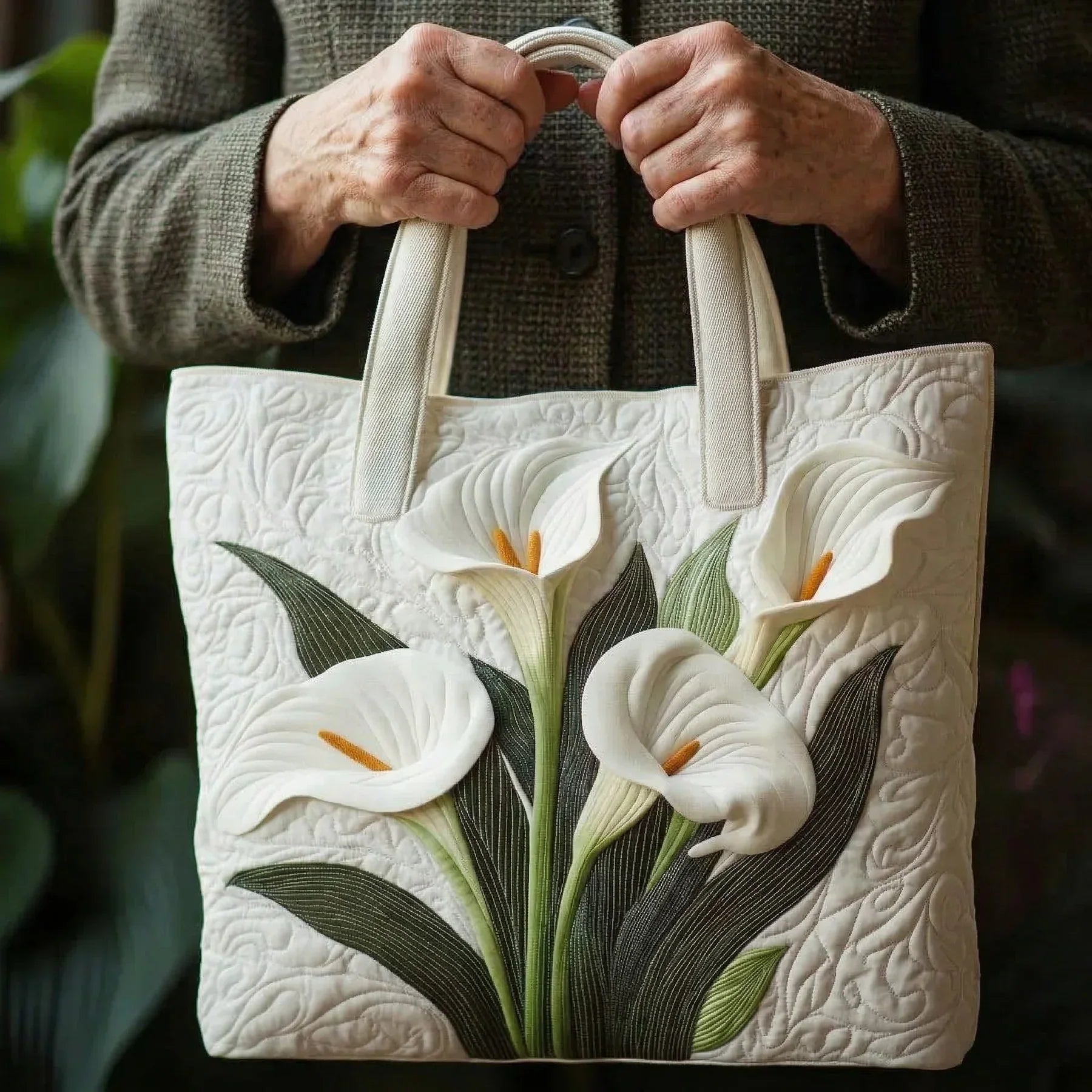 Bolso acolchado artesanal - Aromas Blancos
