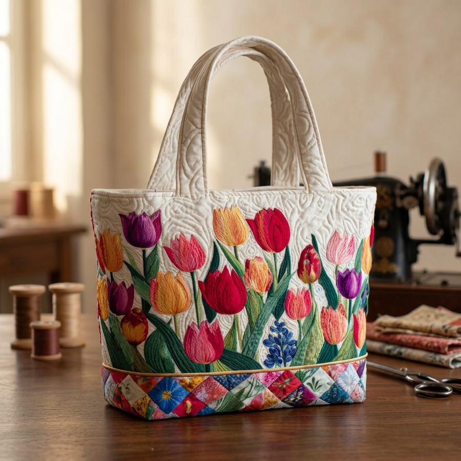 Carlota | Bolso tote de jardín de tulipanes