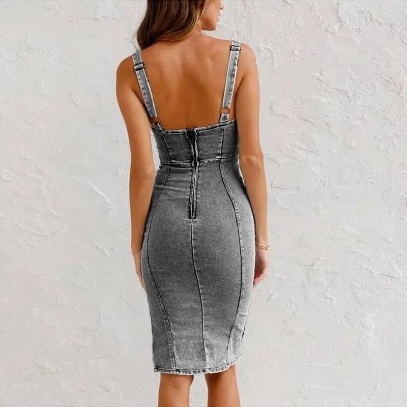 Gabriela | Vestido camisola ajustado en denim